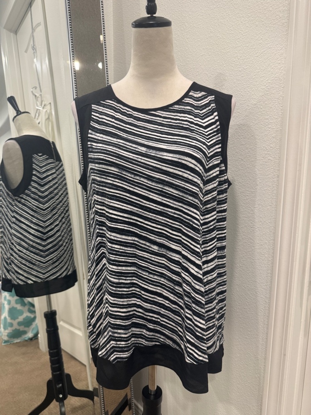 Calvin Klein Black/White Striped Tank Top